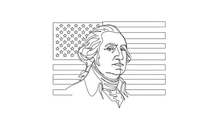 Fototapeta premium George Washington portrait with American flag background