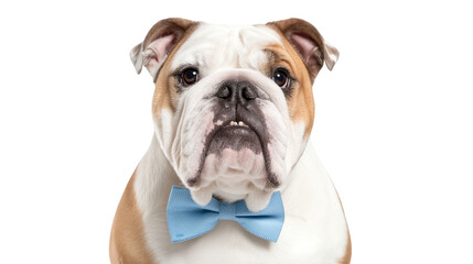 Obraz premium Charming Bulldog with a Blue Bowtie