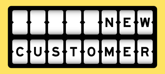 Black color in word new customer on slot banner with yellow color background