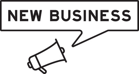 Megaphone icon with speech bubble in word new business on white background