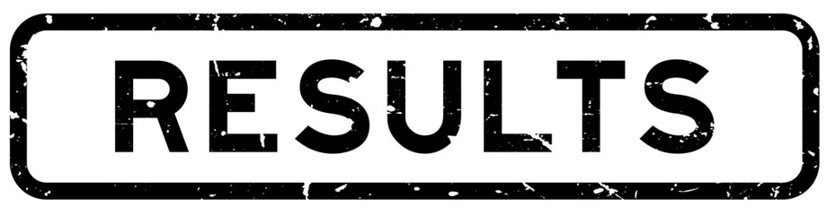 Grunge black results word square rubber seal stamp on white background