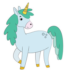 Fototapeta premium Cartoon rainbow unicorn horse isolated on white background