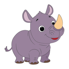Fototapeta premium Smiling rhinoceros standing isolated on white background