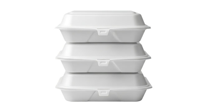 Stack of three empty white styrofoam containers