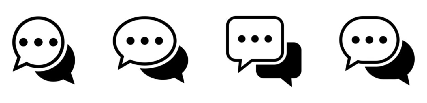 Chat message icon set, speech bubble icons, Social media message.