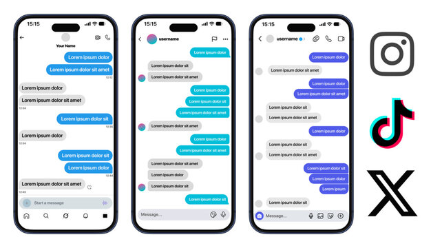 Instagram Tiktok X Twitter 2026 chat direct messenger DM concept with real time messaging notifications social interaction and digital communication interface