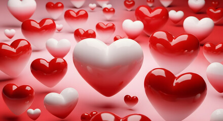 Glossy Floating Hearts Mix &ndash; Vibrant Happy Valentine's Day