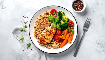 Healthy Grilled Chicken Breast with Quinoa and Vegetables