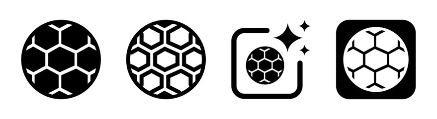 Fototapeta premium Football or soccer icon representing sport game match goal league and tournament for athletes teams and stadium activities in black vector illustration