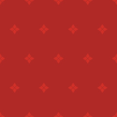 Red seamless Thai pattern with geometric abstract flowers on a red background