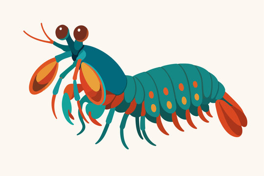 flat illustration of a mantis shrimp