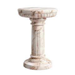 Naklejka premium A white marble column with a circular top and fluted base, isolated on a white background.