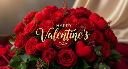 Golden Marble Hearts Red &ndash; Luxurious Happy Valentine's Day