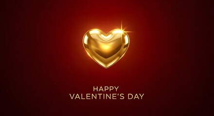 Golden Shining Heart Glow &ndash; Premium Happy Valentine's Day