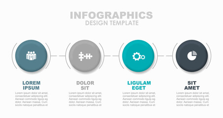 Infographic with circular sections and curved accents for structured business, presentation, or workflow visualization. Vector illustration.