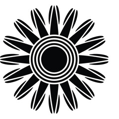 Black abstract sunburst or flower shape isolated on transparent background graphic decorative element geometric ornament vector illustration emblem