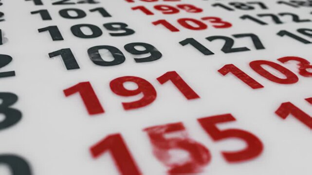 Abstract numeric data background with red accents and clean typography