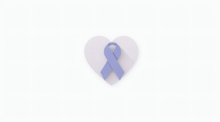 Minimalist illustration of a lavender awareness ribbon intertwined with a heart, symbolizing global support, hope, and solidarity for various important health and social causes