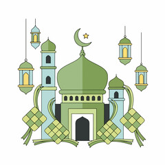 flat illustration of Eid al-Fitr background