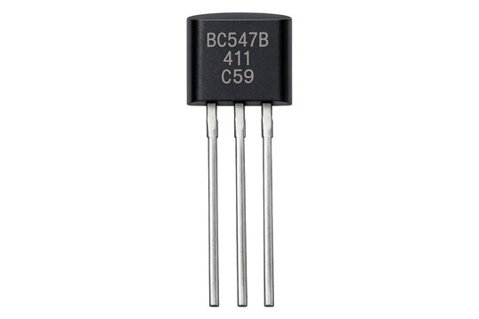 BC547B transistor electronic component on transparent background