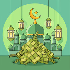 flat illustration of Eid al-Fitr background