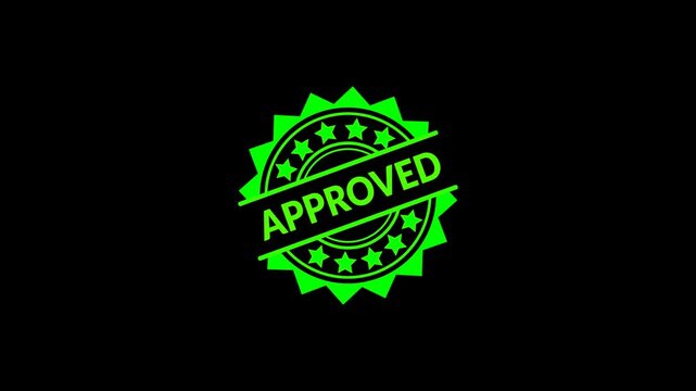  Approved stamp seal animation appearing on a transparent background, ideal for business approval, confirmation or certification concepts with alpha channel in 4k.
