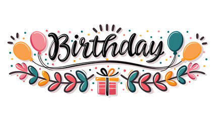 Naklejka premium Vibrant birthday design with colorful balloons and gift on white background for celebration