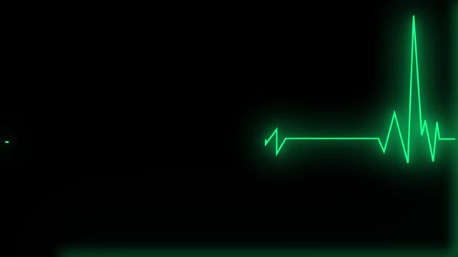 ECG heartbeat flatline displayed on monitor. Represents cardiac arrest, medical emergency, and health monitoring concepts, 4K resolution