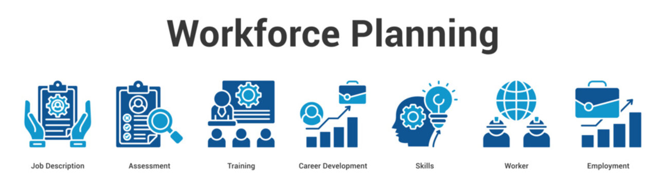 Workforce Planning web banner icon set vector illustration concept for business with icon of Job Opportunities, Job, Skill, Compensation, Career Promoti.