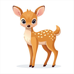 Adorable cartoon deer standing alone in a serene environment view