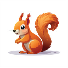 A cartoon squirrel stands on its hind legs with a fluffy tail and curious expression, d22.eps style illustration