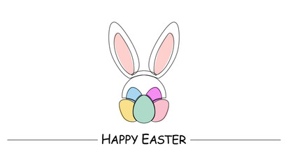 Obraz premium Easter eggs line art style. Happy Easter day vector illustration