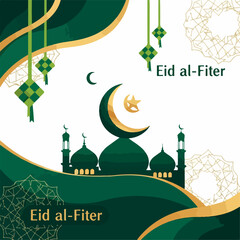 flat illustration of Eid al-Fitr background