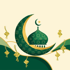 flat illustration of Eid al-Fitr background