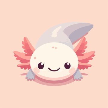 flat illustration of a cute axoloth