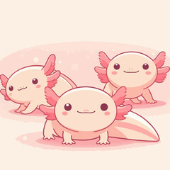 flat illustration of a cute axoloth