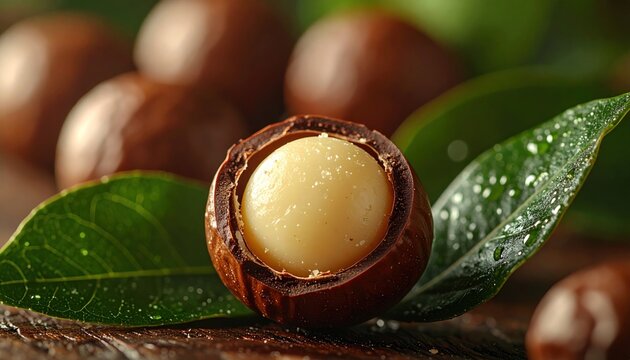 Macadamia Nuts - A Close-Up of Freshness and Natural Goodness.