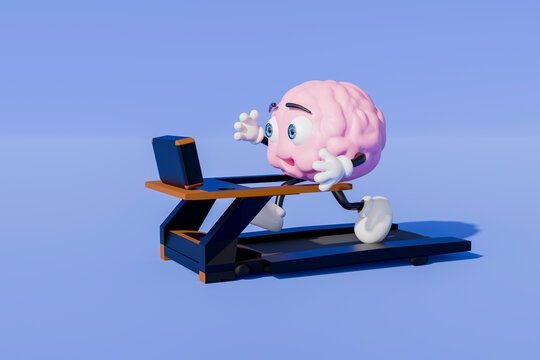 3D brain running treadmill workout in motion
