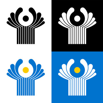 The CIS emblem. The emblem of the Commonwealth of Independent States. An organization for cooperation between the former Soviet Union states. Raster icon.