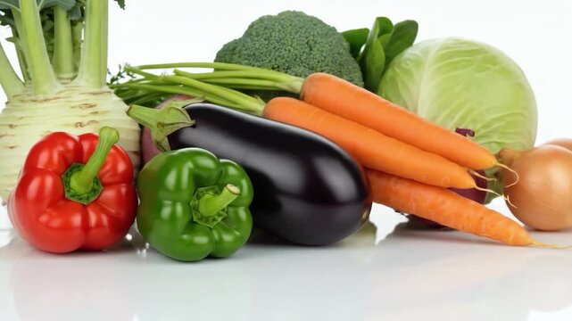 Fresh Harvest Colorful Veggie Bounty on White.