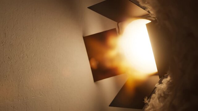 Bright light source illuminating textured wall