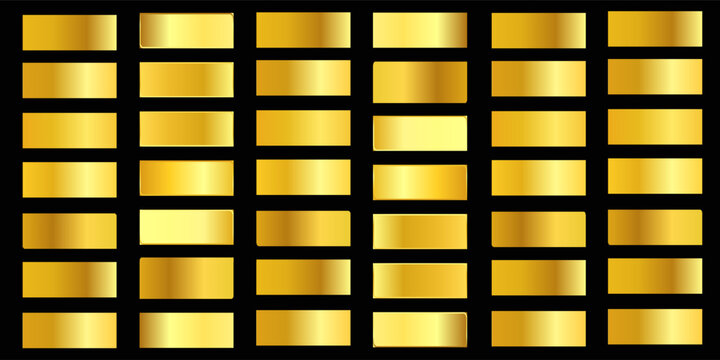 Set of gold texture background. Gold background texture. Steel metal background templates. Metal gradient collection. Vector illustration