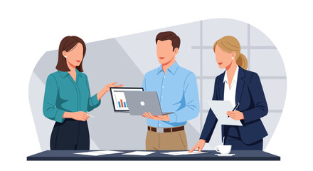 Business Professionals Discussing on Laptop.