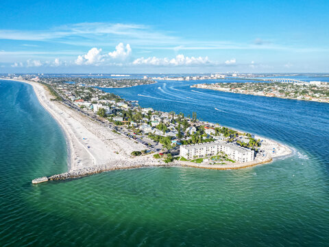 St. Pete Beach near Saint Petersburg Florida Pass-a-Grille Beach sea from above aerial view photography in St Pete Beach, United States