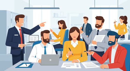 Business Meeting with Colleagues Discussing.