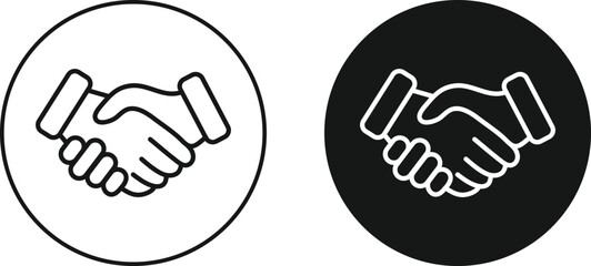 Obraz premium Hand shake icon set. Agreement and deal graphic design. Business partnership symbols. Deal Closing Icons. Advertising and commercial policy signs 