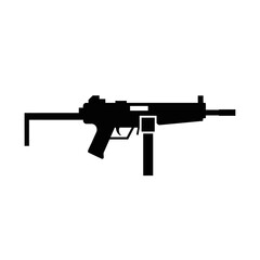 Naklejka premium Submachine Gun Black Silhouette Icon – Weapon Symbol Isolated on White