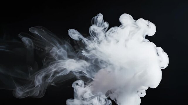 White smoke or vapor on black background