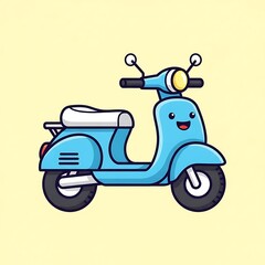 Cartoon Blue Scooter with Smiling Face.