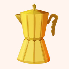 Golden stovetop espresso maker illustration on a light background